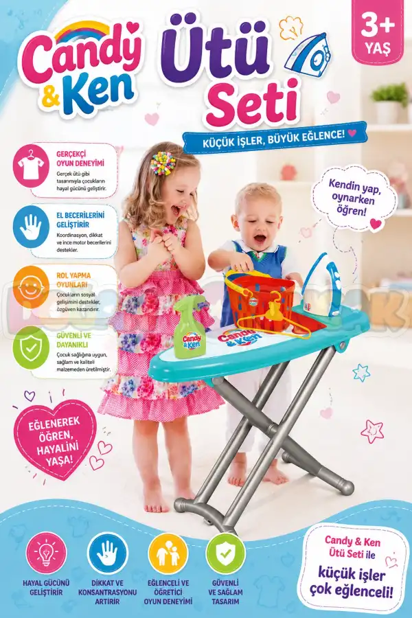 Candy & Ken Ütü Seti - Ev Eşyaları Seti - Ev Oyuncakları Seti