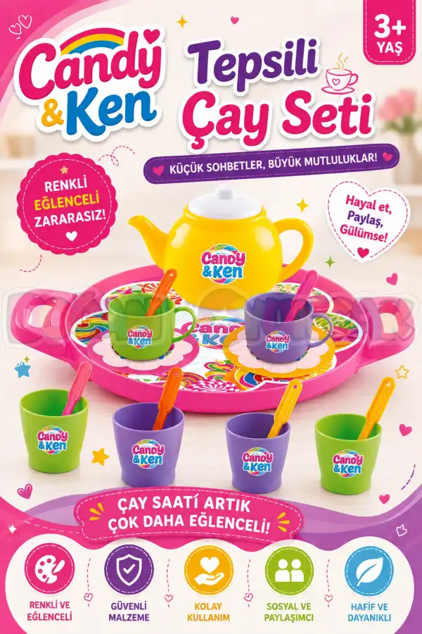 Candy & Ken Tepsili Çay Seti - Mutfak Setleri - Ev Oyuncak Setleri