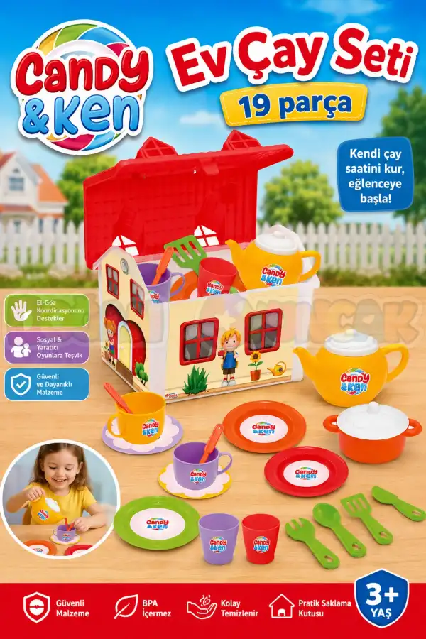 Candy & Ken Ev Çay Seti - Mutfak Setleri - Çay Seti - Bardak Oyuncak - Kahve