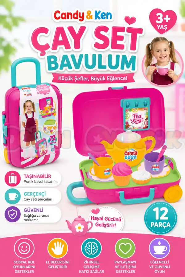 Candy & Ken Çay Set Bavulum - Mutfak Setleri - Ev Oyuncak Setleri