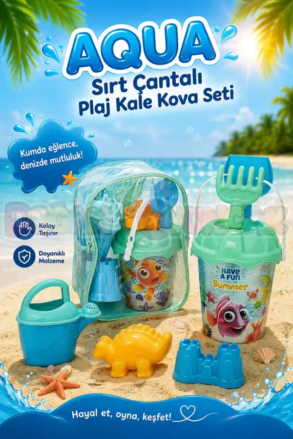 Aqua Sırt Çantalı Plaj Kale Kova Kürek Seti 03973