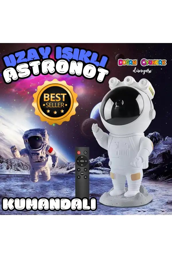 Astronot Galaksi Projektör Kumandalı Gece Lambası Yıldız Ve Samanyolu Projeksiyon Işığı - Astronot Oyuncağı - Astonot Lambası