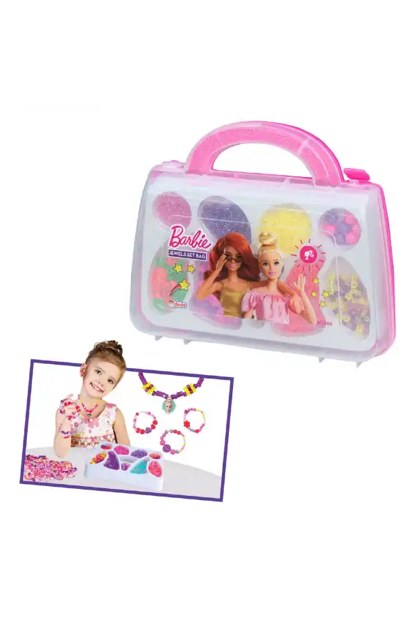 Barbie Çantalı Takı Seti - Dede Takı Seti - Boncuk Kolye Seti - Barbie Oyuncakları