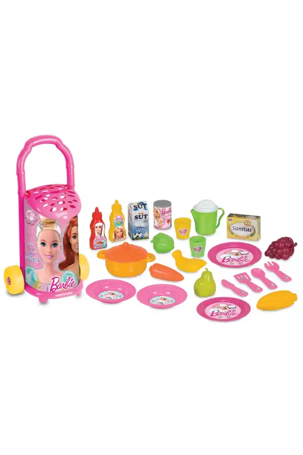 Barbie Pazar Arabası - Mutfak Setleri - Ev Oyuncak Setleri - Meyve Sebze Oyuncak