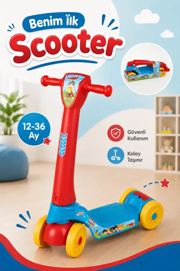 Benim Ilk Scooter - Plastik Scooter - 4 Tekerli Scooter - Bingit - Kaykay
