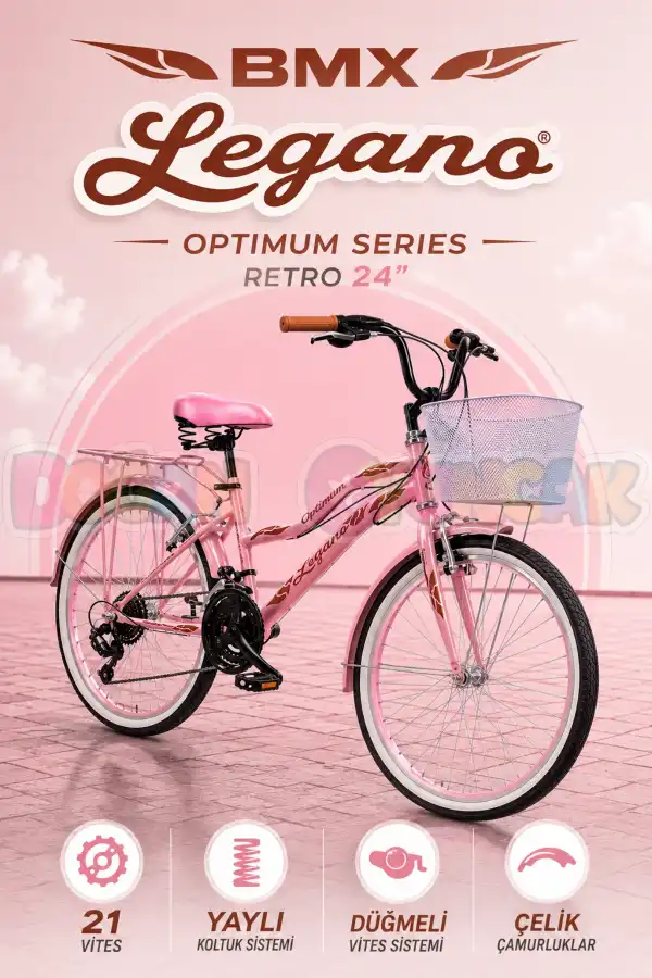 BMX Legano Optimum Series Retro 24 Jant Bisiklet Pembe - 21 Vites 24 Jant Bisiklet