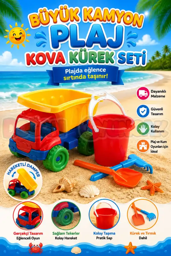Büyük Kamyon Plaj Kova Kürek Seti 01265