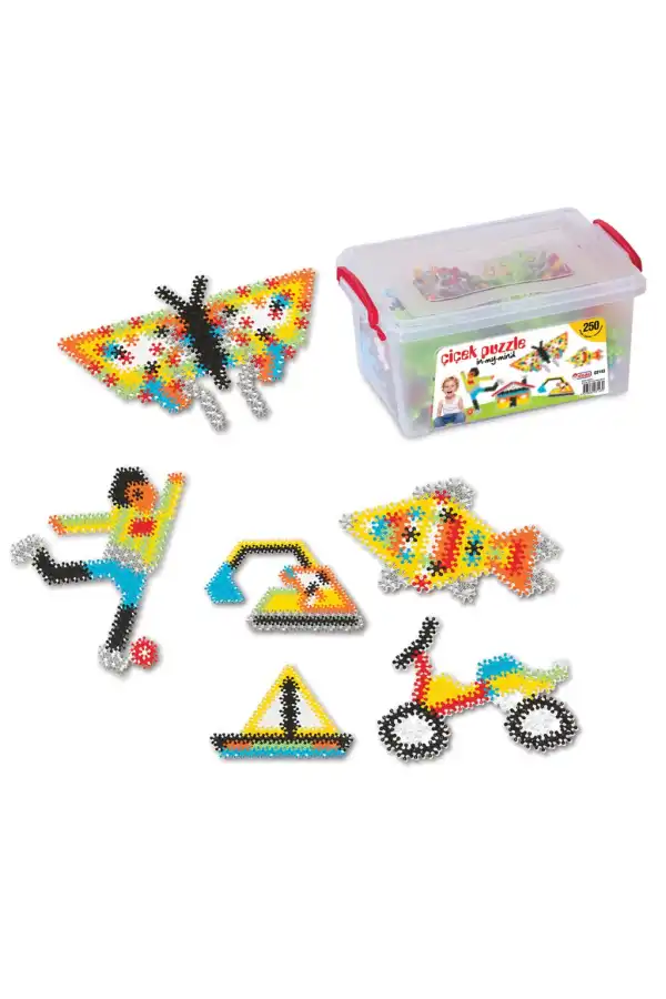 Çiçek Puzzle Lego (250 Parça) - Yıldız Puzzle - Çiçek Bloklar - Çiçek Legolar Oyuncak