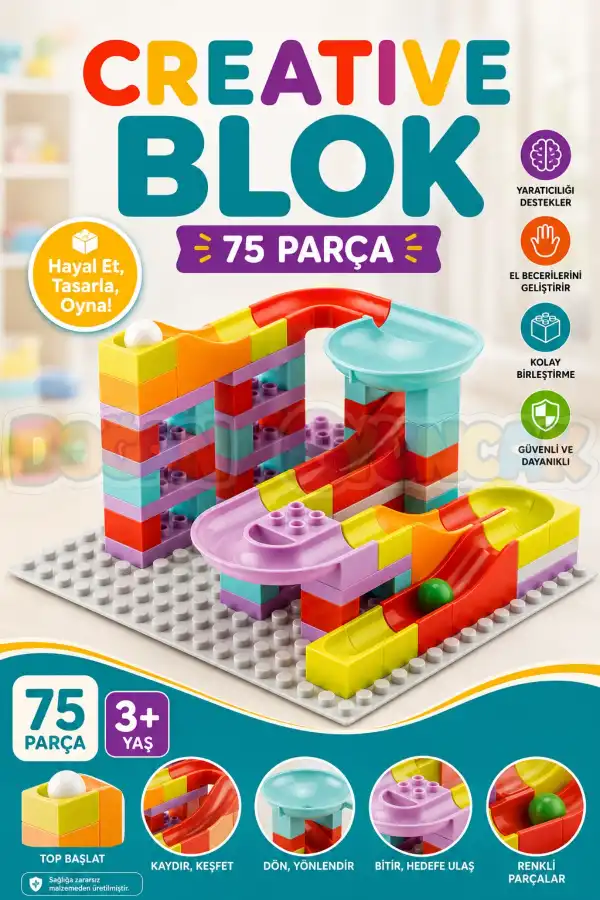 Creative Blok 75 Parça - Slide Blocks 75 Parça - Lego Oyuncakları - Yaratıcı Top Oyunu - Creative Lego