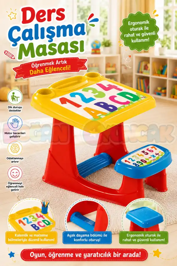Ders Çalışma Masası - Çalışma Masaları - Eğitici Masa - Aktivite Masası