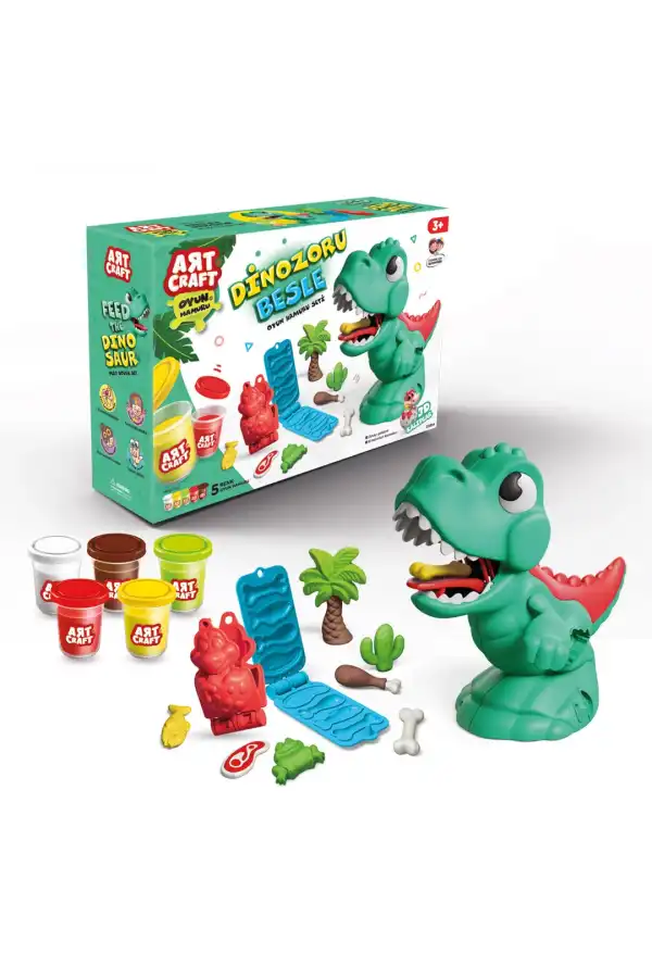 Dinozor Oyun Hamur Seti 280 Gr. - Oyun Hamuru Seti - Hamur Setleri - Hamur Kalıpları - Dino Hamur