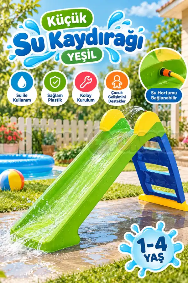 Dolu Küçük Su Kaydırağı Yeşil 3031 - Çocuk Kaydırak