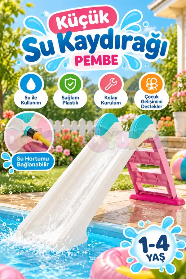 Dolu Küçük Su Kaydırağı Pembe 2575 - Çocuk Kaydırak