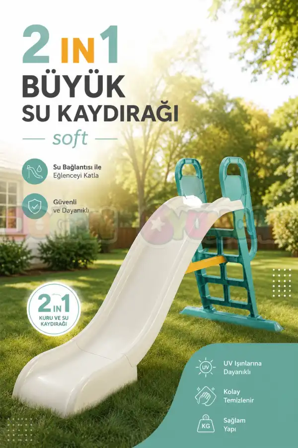 Dolu Soft 2 İn 1 Büyük Su Kaydırağı 2602 - Çocuk Kaydırak - Çocuk Kaydırağı Büyük Kaydırak
