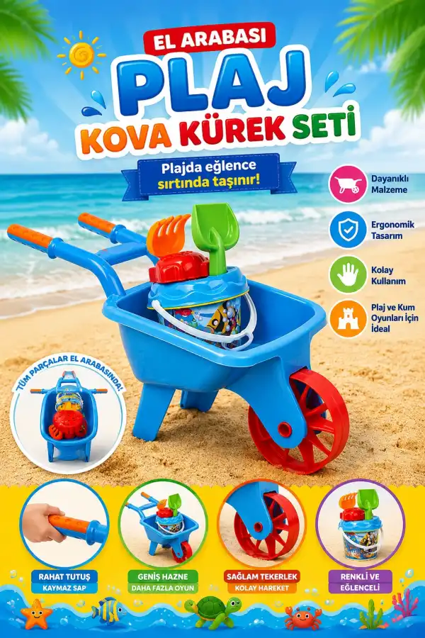 El Arabası Plaj Kova Kürek Seti 01519