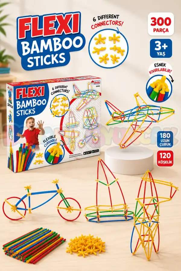 Flexi Bambu Çubuklar (300 Parça) - Lego Setleri - Borular Lego - Plastik Çubuklar