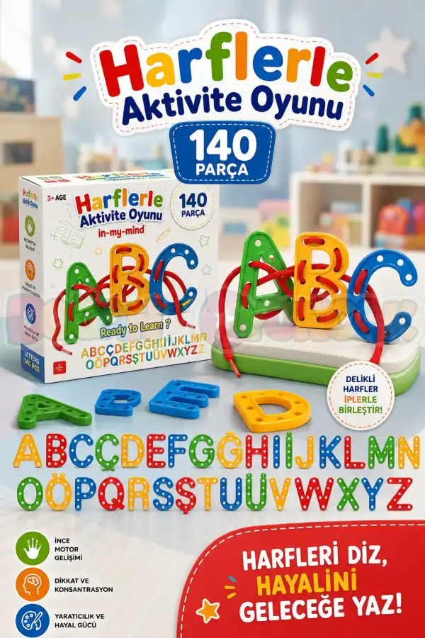 Harflerle Aktivite Oyunu - Lego Setleri - Alfabe Oyunu - Şekilli Lego