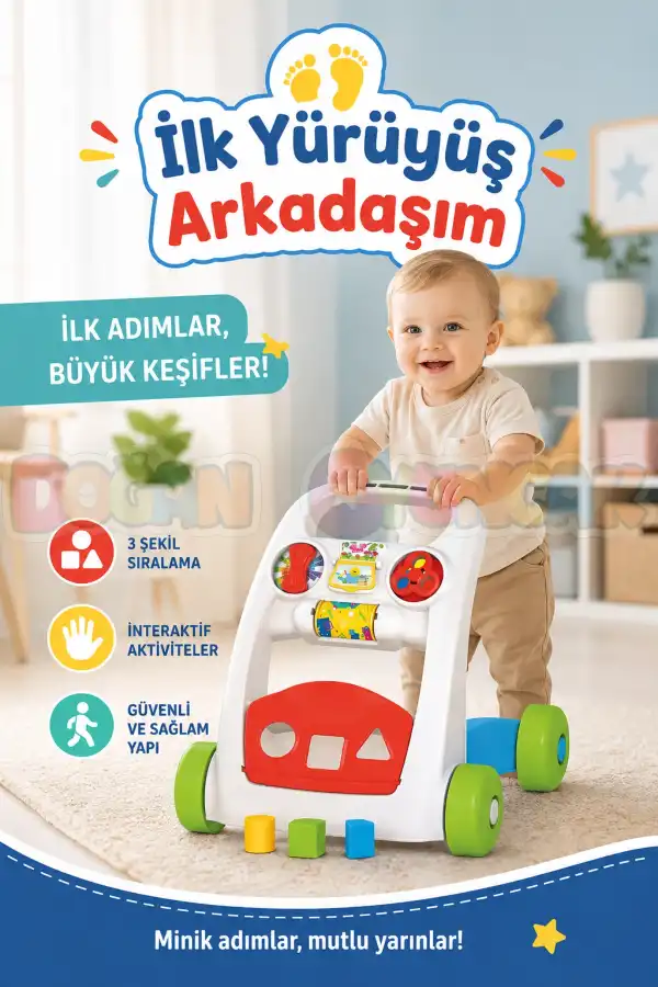 İlk Yürüyüş Arkadaşım - İlk Arabam - Bebek İlk Adım - Yürüme Desteği - İlk Yürüme Arabası