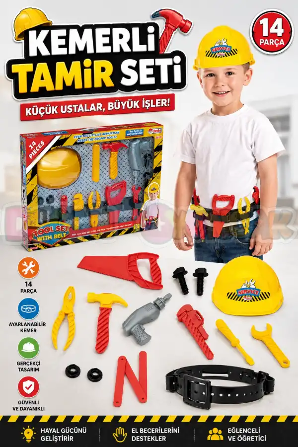 Kemerli Tamir Seti - Oyuncak Tamir Setleri - Tamir Aletleri - Alet Seti - Vidalama Seti