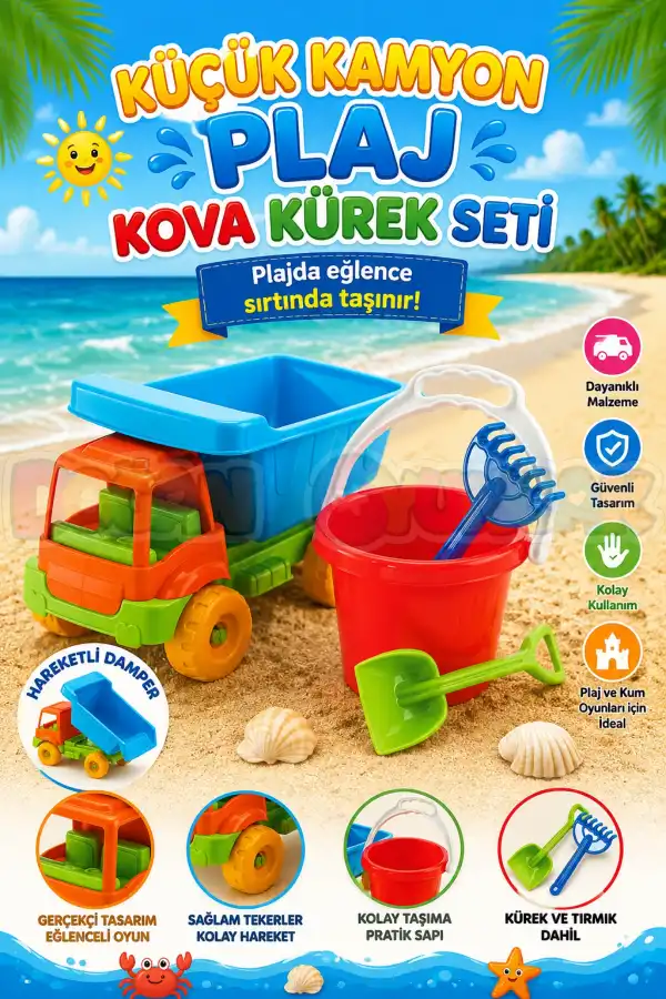 Küçük Kamyon Plaj Kova Kürek Seti 01240