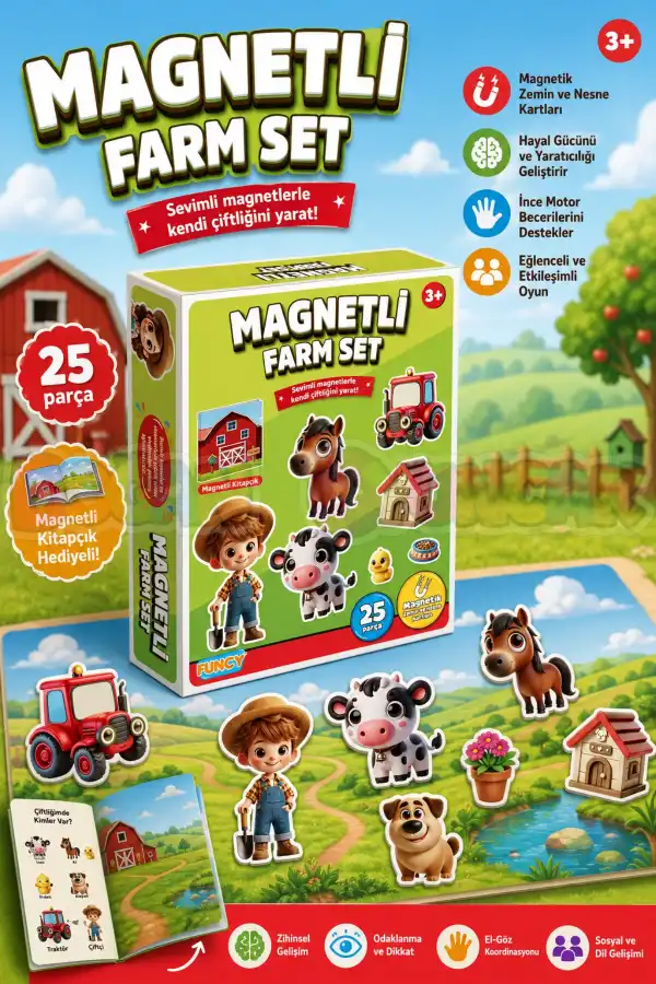 Magnetli Çiftlik Seti - Magnetli Farm Set - Magical Magnet - Çiftlik Oyunu - Hayvanlı Magnetler - Hayvanlar