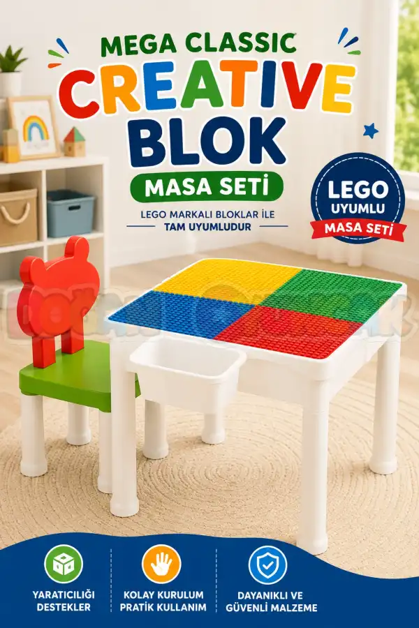 Mega Classic Creative Blok Masa Seti - Klasik Lego Masası - Slide Blocks - Creative Lego Oyuncakları - Lego Klasik Masa