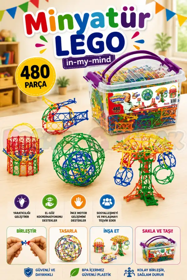 Minyatür Lego (480 Parça) - Minyatür Puzzle - Minyatür Bloklar - 3D Legolar Oyuncak