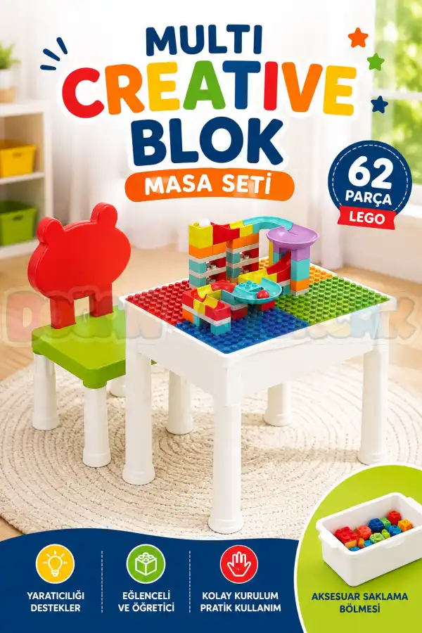 Multi Creative Blok Masa Seti - Slide Blocks - Lego Oyuncakları - Yaratıcı Top Oyunu - Creative Lego