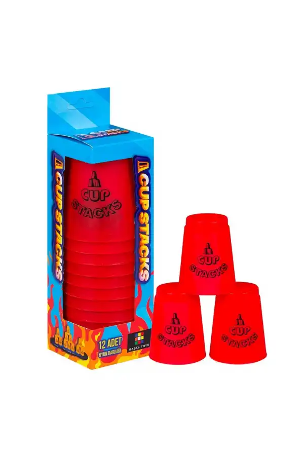 Orijinal Cup Stacks Bardak Oyunu - Speed Cup - Hızlı Bardaklar Oyunu - Hızlı Bardak Oyunu - Kırmızı