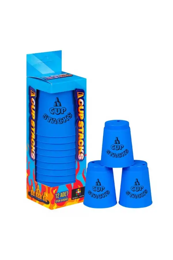 Orijinal Cup Stacks Bardak Oyunu - Speed Cup - Hızlı Bardaklar Oyunu - Hızlı Bardak Oyunu - Mavi