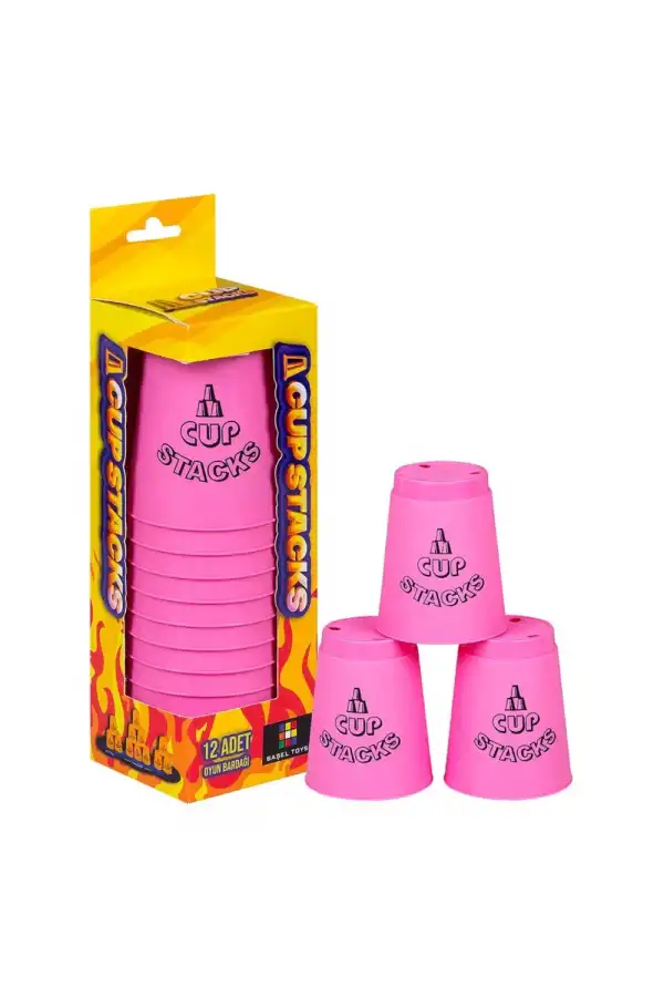 Orijinal Cup Stacks Bardak Oyunu - Speed Cup - Hızlı Bardaklar Oyunu - Hızlı Bardak Oyunu - Pembe