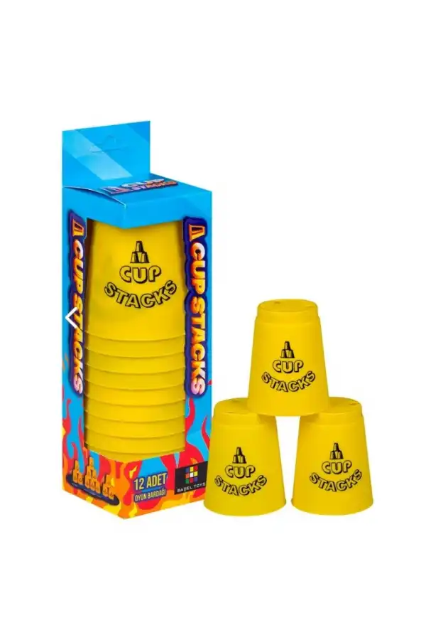 Orijinal Cup Stacks Bardak Oyunu - Speed Cup - Hızlı Bardaklar Oyunu - Hızlı Bardak Oyunu - Sarı