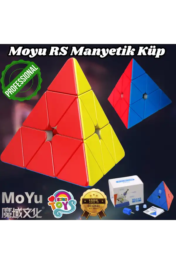 Orijinal MoYu Piramit RS Manyetik Çift Modülasyon Küp - Moyu Speed Cube - Moyu RS Piramit Zeka Küpü - Zeka Küpü - Magnetic Cube