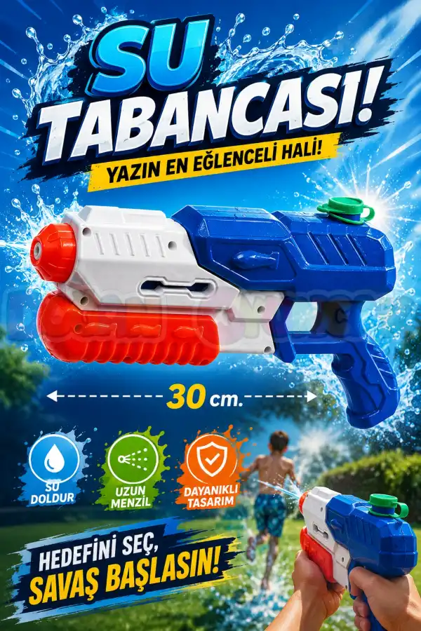 Pompalı Su Tabancası 30 Cm. - Water Gun Su Eğlencesi Su Silahı Su Savaşı