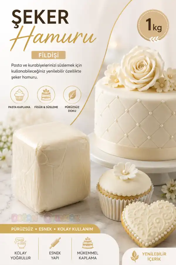 Premium Pasta Şeker Hamuru Fildişi Renk 1 Kg.