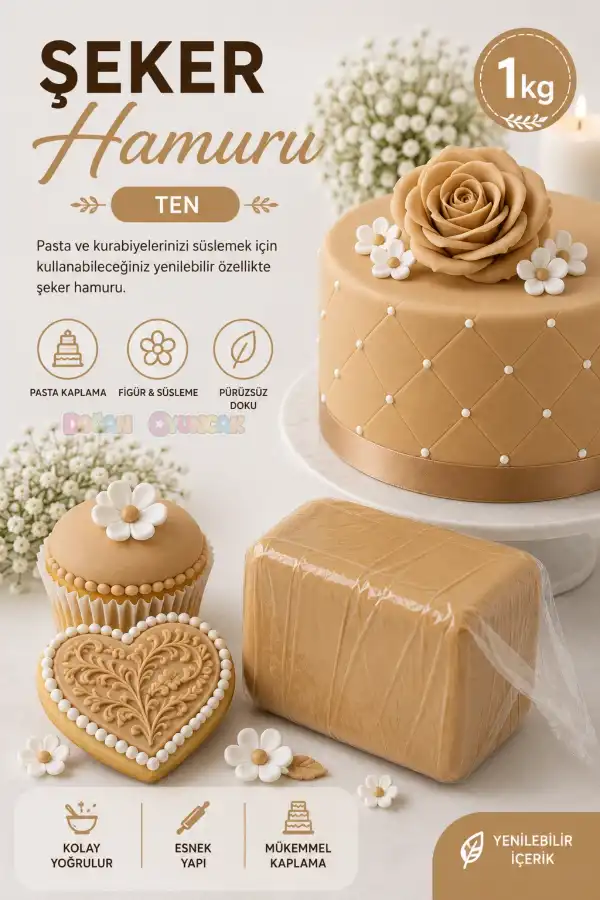 Premium Pasta Şeker Hamuru Ten Renk 1 Kg. - Ten Rengi