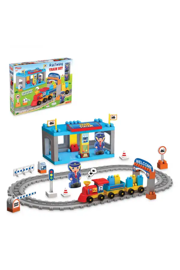 Raylı Tren Seti - Lego Oyuncağı - Lego Setleri - Bloklar - Lego Seti - Yarış Seti