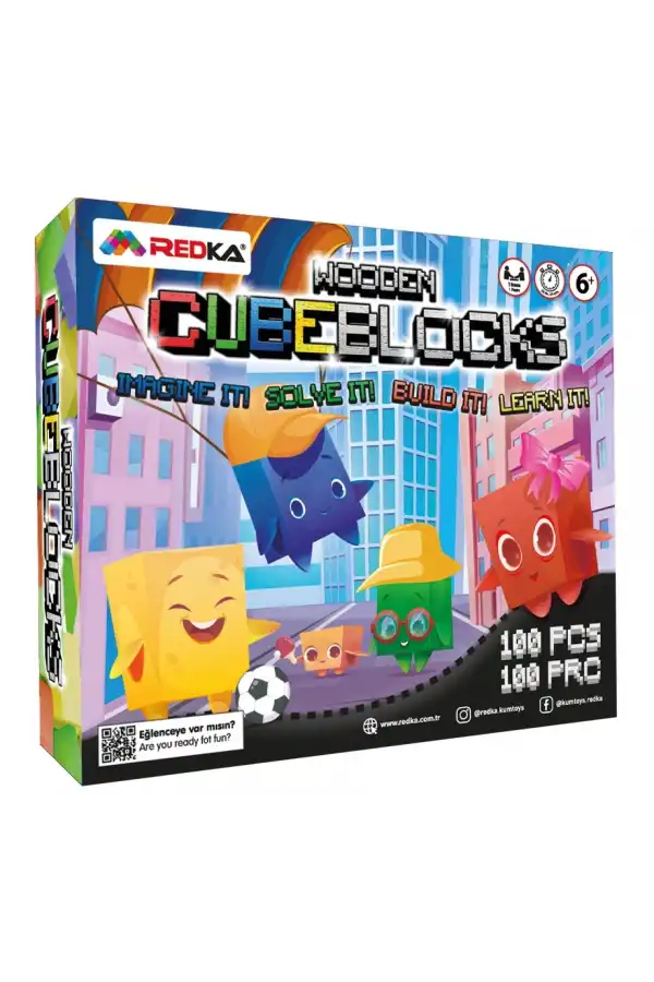 Redka Wooden Cube Blocks - Redka Ahşap Küp Bloklar - Akıl ve Zeka Oyunu - Görsel Oyun