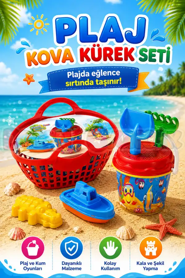 Sepetli Plaj Kova Kürek Seti 03469