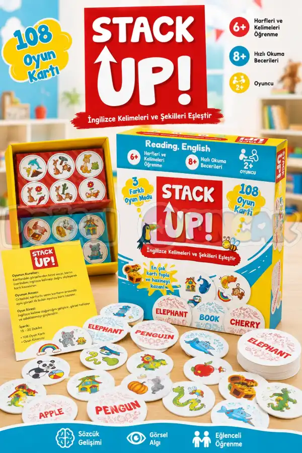 Stack Up İngilizce Öğreniyorum! - İngilizce Aktivite Oyunu - İngilizce Kelime Oyunu - Akıl Oyunu Zeka Oyunu