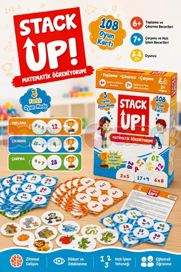 Stack Up Matematik Öğreniyorum! - Matematik Aktivite Oyunu - Matematik Kelime Oyunu - Akıl Oyunu Zeka Oyunu