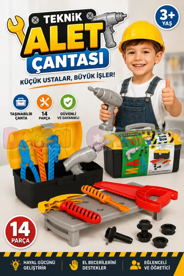 Teknik Alet Çantası - Oyuncak Tamir Setleri - Tamir Aletleri - Alet Seti - Vidalama Seti