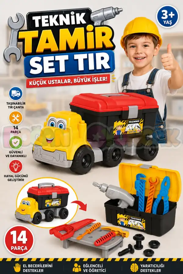 Teknik Tamir Set Tır - Oyuncak Tamir Setleri - Tamir Aletleri - Alet Seti - Vidalama Seti