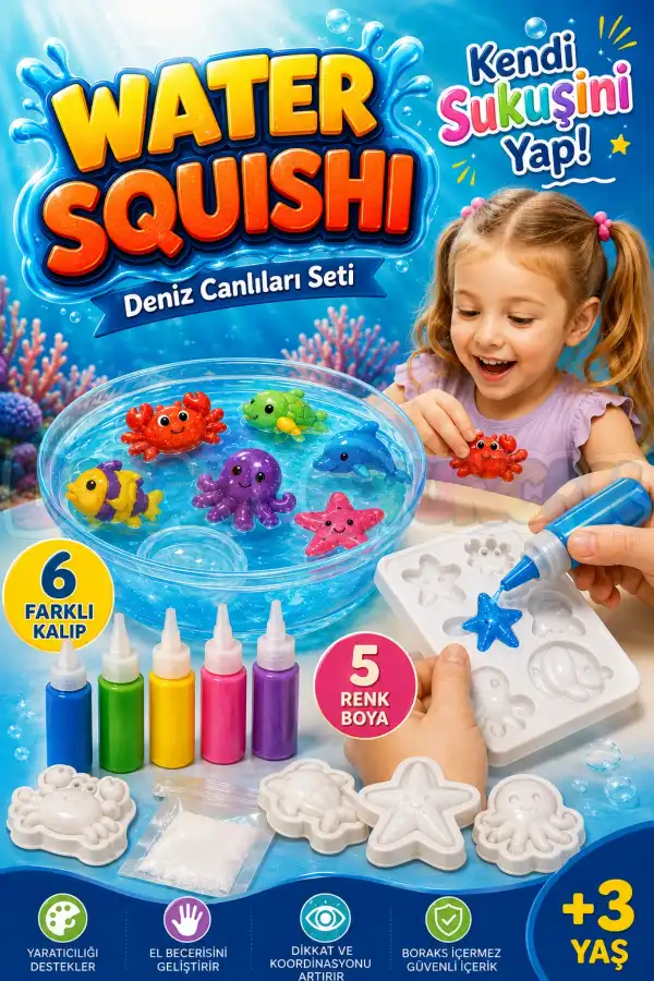 Water Squishi Deniz Canlıları Sukuşi Ve Slime Yapım Seti