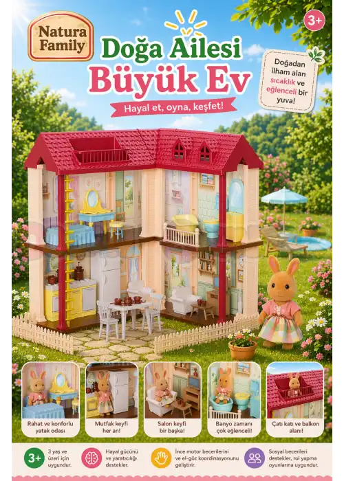 Doğa Ailesi Villa Evi Oyuncak Ev - Tavşan Ailesi Oyun Evi Tavşan Tatil Evi Sylvanian Evi
