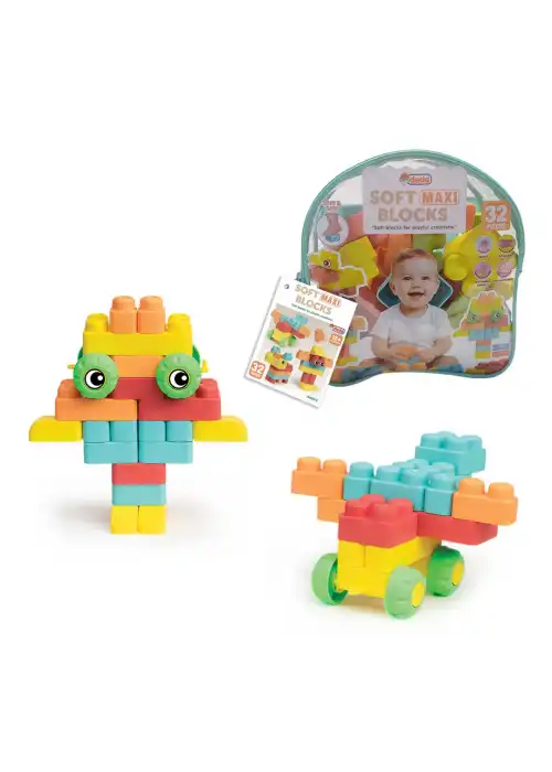 Yumuşak Soft Maxi Bloklar Çantalı (32 Parça) - Soft Yumuşak Bloklar - Büyük Soft Lego Oyuncakları - Yumuşak Lego - Soft Lego