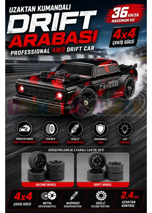 Professional 4WD Ejekctor Rocket Drift Car - Profesyonel Drift Arabası Buharlı Drift Araba Uzaktan Kumandalı