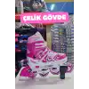 Slikon Tekerli Pembe Paten 31-34 Numara - Silikon Tekerli Paten Alıştırma Pateni - Silikon Tekerlekli
