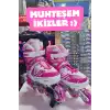 Slikon Tekerli Pembe Paten 31-34 Numara - Silikon Tekerli Paten Alıştırma Pateni - Silikon Tekerlekli