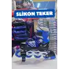 Slikon Tekerli Mavi Paten 31-34 Numara - Silikon Tekerli Paten Alıştırma Pateni - Silikon Tekerlekli